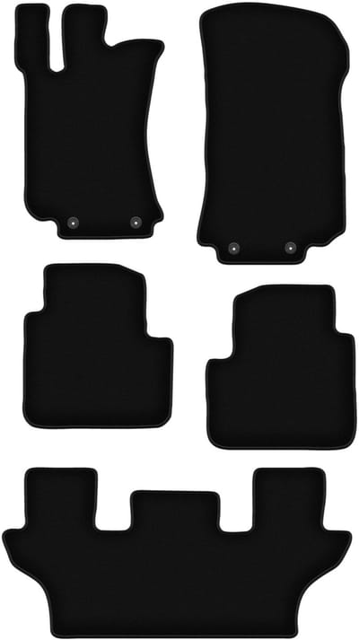 BASIC zwarte veloursmatten voor: Mercedes R251 / V251 7 zitplaatsen (2005-2013)