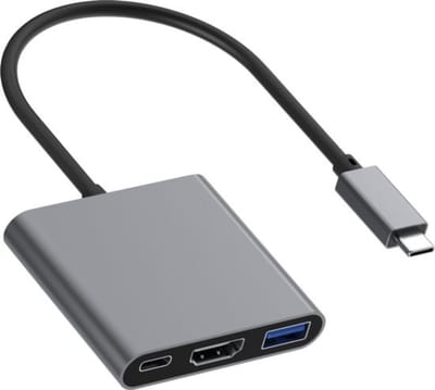 USB C naar HDMI Adapter - 3 in 1 - 4K HDMI - USB 3.0 - Spacegrey - USB-C Opladen