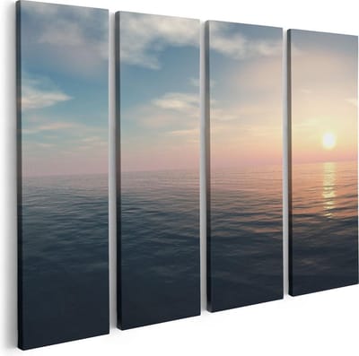 Artaza Canvas Schilderij Vierluik Zee Water Tijdens Zonsondergang - 80x60 - Foto Op Canvas - Canvas Print