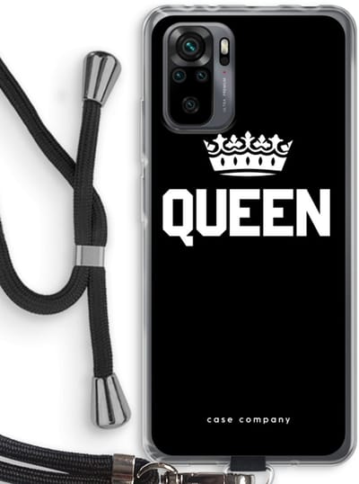 Case Company® - Hoesje met koord geschikt voor Xiaomi Redmi Note 10 Pro hoesje met Koord - Queen zwart - Telefoonhoesje met Zwart Koord - Bescherming aan alle Kanten en Over de Schermrand