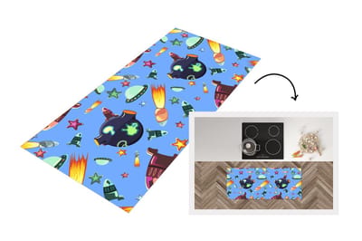 Keukenloper - Loper keuken - Ruimte - Regenboog - Ufo - Raket - Design - 120x50 cm - Keukenloper vinyl