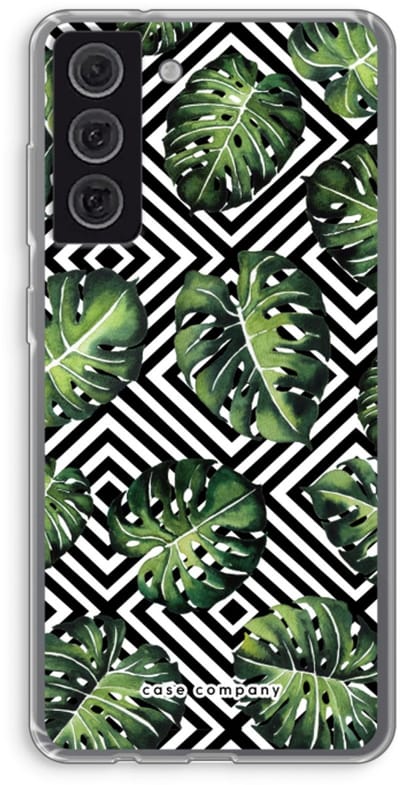 Case Company® - Hoesje geschikt voor Samsung Galaxy S21 FE hoesje - Geometrische jungle - Soft Cover Telefoonhoesje - Bescherming aan alle Kanten en Schermrand