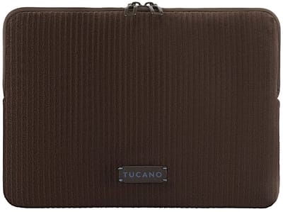 Tucano Velluto Sleeve MacBook 13 – Perfecte Pasvorm dankzij Flat-Lock Stiksel – Handige Dubbele Ritssluiting – Zacht, Krasbestendig Materiaal Binnenin - Bruin