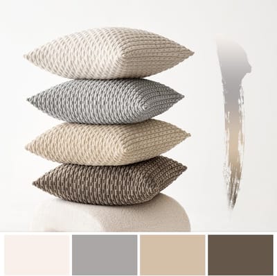 Famanu - Set van 4 corduroy kussenslopen, decoratieve kussenhoezen, moderne bankkussensoop, kussens, bankkussens voor bank, sierkussen, woonkamer, slaapkamer, 40 x 40 cm, grijs bruine serie