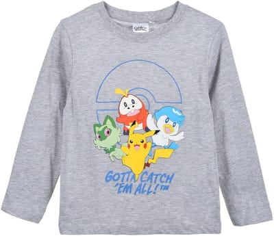 Pokémon Longsleeve Kindershirt – grijs – Gotta Catch ’Em All – Maat 104