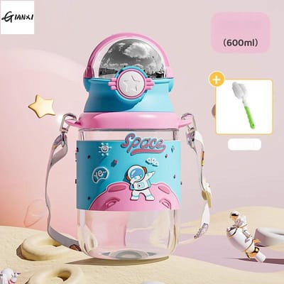 Gobelets en plastique portables 600 ml avec couvercle et paille Maison et cuisine Bouteille d'eau pour café Tasse de camping Articles thermiques pour boissons white