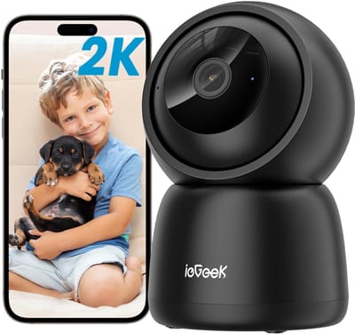 ieGeek SC1 Beveiligingscamera binnen - 2K 3MP Ultra HD - Huisdiercamera met app - Beveiligingscamera's - Wifi Camera APP - Volgt beweging en geluidsdetectie - Bewakingscamera - 2.4/5 GHz - Zwart