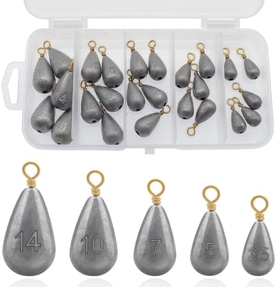 Dailygoods- Angelset 25 Stuks - Swivel - Drop Shot Gewichten - Bass Casting Gewichten - Meervalvissen - Zout- en Zoetwater - Visgewichten