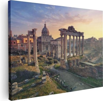 Artaza Canvas Schilderij Romeins Forum - 40x30 cm - Klein - Wanddecoratie Italië - Muurdecoratie Rome - Kamer Accessoires Skyline