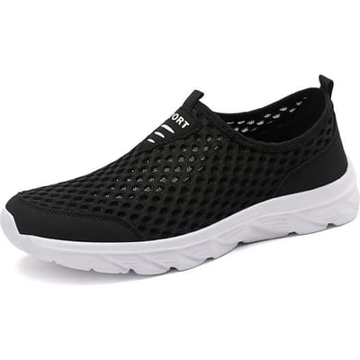 Ademende Heren Casual Sneakers Lichtgewicht Heren Antislip Casual Schoenen Buiten Heren Loafers Zachte Wandelschoenen Joggen Nieuw 43 zwart witte kleur
