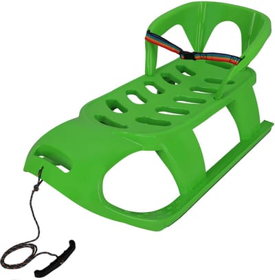 KOTARBAU® Sneeuw Slee, met Rugleuning en Veiligheidsgordel, Sneeuwschijf, Kunststof, 87x45x42 cm, Groen, Plastic Glijder Sneeuw, Bobsleeën, Sneeuwglijder, Glijschotel, met Trekkoord