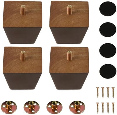 Dailygoods- Meubelpoten 2 inch/50 mm - Set van 4 - Massief Houten - Bankpoten - Walnootkleur - Vochtbestendig, Slijtvast