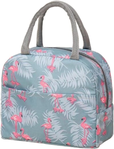 Lunchbag voor Kinderen - Flamingo - Blauw - Roze Koeltas - Thermo Tas - Lunch Bag - Rits - Meisje