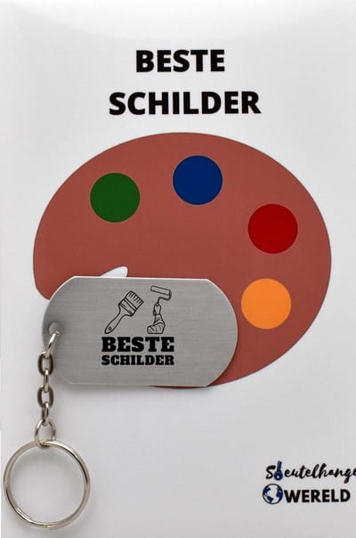 schilder Sleutelhanger inclusief kaart – schilder cadeau – schilder- Leuk kado voor je vriend om te geven - 2.9 x 5.4CM