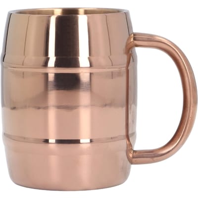 Tasse à café en acier inoxydable à double paroi isolée, grande capacité avec poignée pour la maison L beige