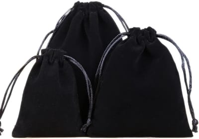 Set van 12 Zachte Fluwelen Sieraden Pouches, Trekkoord Tassen voor Cadeaus, Bruiloft, Verjaardag en Feestjes, 10 x 12 cm, Zwart, Perfect voor Organiseren en Opslaan van Sieraden