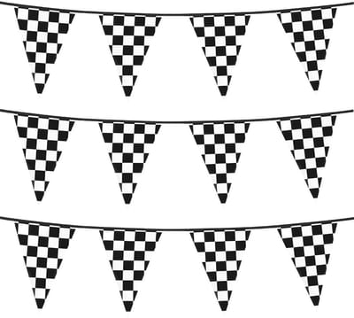 Finish feestversiering vlaggenlijn 6 meter - 10x - Race thema feestartikelen - Race vlaggen - Formule 1 vlag