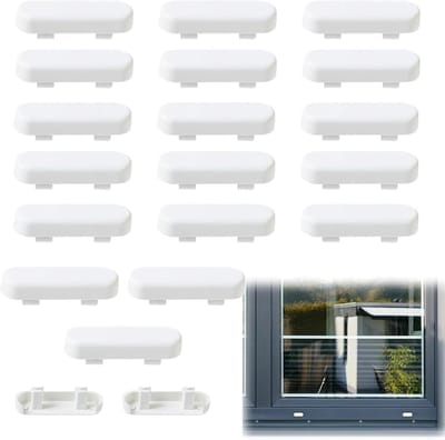 Afvoerdoppen voor ramen en deuren - 20 stuks decoratieve stoppen van ABS-kunststof, geschikt voor PVC-afvoergaten, 4 x 1 x 0,65 cm, wit, waterdicht en duurzaam