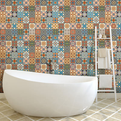 Zelfklevende tegelmuurstickers voor keuken en badkamer - 60 Azulejos Betenino tegelstickers - 60 stickers 10x10cm