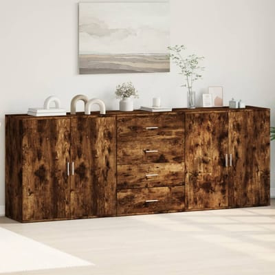 vidaXL - Dressoirs - 3 - st - bewerkt - hout - gerookt - eikenkleurig