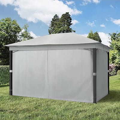 Tuinpaviljoen 3x4m Aluminium Waterdicht UV50+ met 4 Zijwanden – Luxe Overkapping met 220 g/m² Dakzeil, Stevig Frame 9x9 cm, Weerbestendig & Modern – Lichtgrijs – Laura