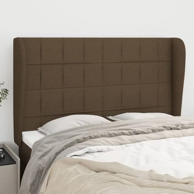 vidaXL - Hoofdbord - met - randen - 147x23x118/128 - cm - stof - donkerbruin