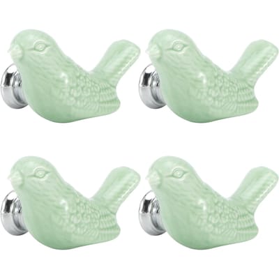 4 Stuks Vogelvorm Keramische Knoppen DIY Deur Lade Kast Trekhandgreep Meubelaccessoires groen