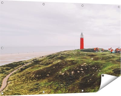 Gards Tuinposter Vuurtoren Texel - 120x80 cm - Tuindoek - Tuindecoratie - Wanddecoratie buiten - Tuinschilderij