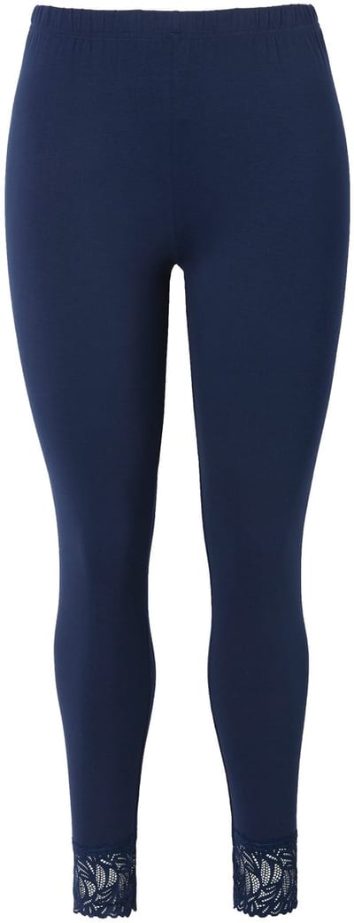 Ulla Popken - Dames - Legging kanten zoom - Nachtblauw - Maat 46+