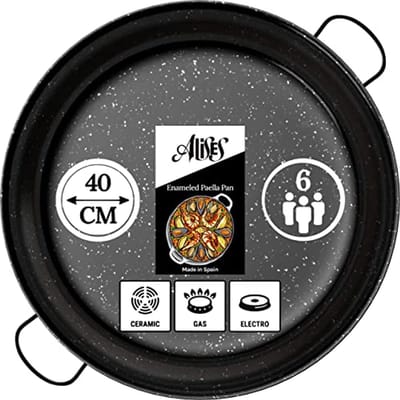 Anti-roest stalen paella pan 40 cm - geëmalierd koolstofstaal met natuurlijk anti-aanbak