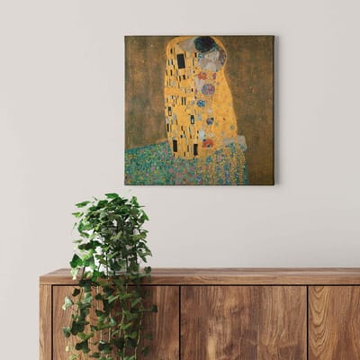 Canvas print DD123294 The Kiss A.S. Création 0,5 x 0,5 m Geel Kantoor Hal/Gang Keuken Slaapkamer Woonkamer