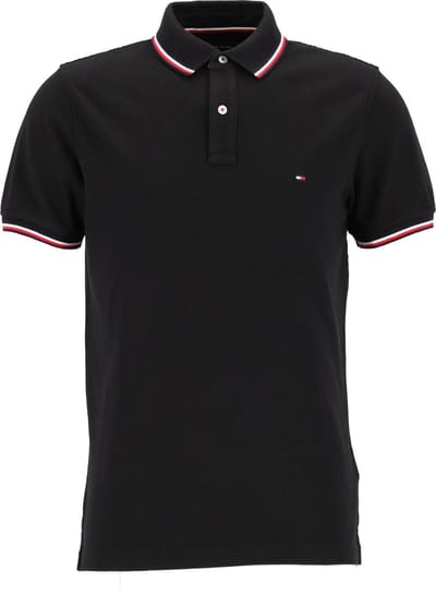 Tommy Hilfiger Kleurblok Afwerking Pique Slim Fit Commuter Poloshirt Heren tops Zwart MW0MW13080BDS S