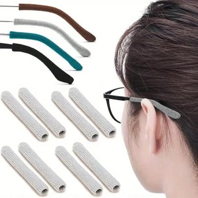 Pads d'oreilles souples améliorés pour lunettes, Clips en tricot antidérapants pour lunettes, Manches confortables pour lunettes, Pads d'oreilles pour lunettes et Clips arrière antidérapants pour lunettes 1 Pair gris