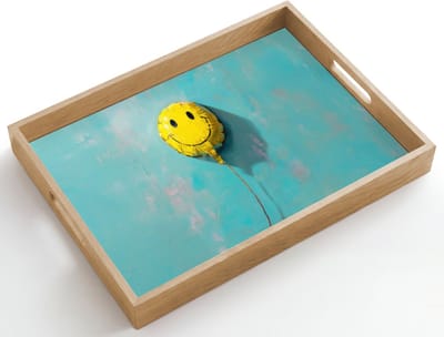 Dienblad hout 50x35 cm - Schootdienblad - Ballon - Geel - Smiley - Borrelplank rechthoek - Plateau dienbladen