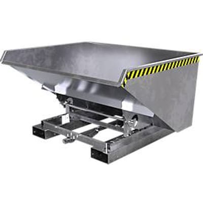 Automatische kantelbak Bauer type 4A 900, 3 ontgrendelingspunten, afrolsysteem, capaciteit 0,9 m³, tot 1000 kg, gegalvaniseerd