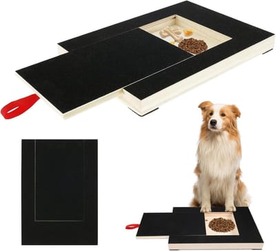 VHV - Krabplank hond - Nagelvijl hond - Krabbox voor honden - Met beloningsvak - Zelfvijlend - Alternatief voor nagelknipper - Voor honden nagels - Meubelbescherming - Hout - 35*25*3cm - Zwart