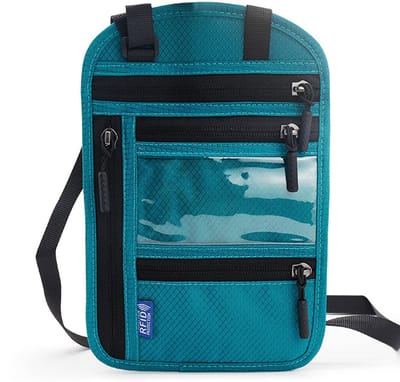 longziming 1 stuk Reiswaarde Portemonnee RFID voor Mannen en Vrouwen - Paspoorthoes - Anti-diefstal Nek Pouch - Slim - Meerblauw