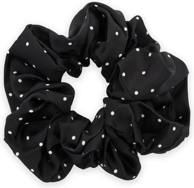 Lajetti - Scrunchie Zwart met Wit Gestipt Haarelastiek Haaraccessoire - 1 stuk