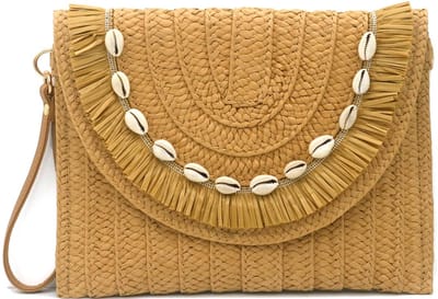 Clutch - geweven met schelpen - 27,5x20 cm