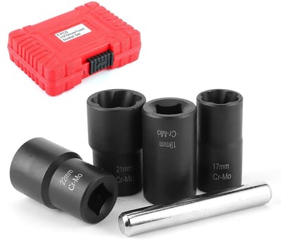 Dailygoods- Moervergrendelingsverwijderaar Set - 5-Delige Koolstofstalen Gereedschappen - Roestbestendig - Opbergdoos - Precisie en Comfort - Moerenverwijderaar