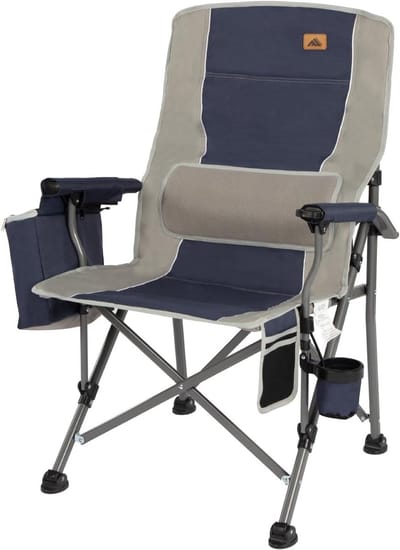 Campingstoel - Outdoor stoel Klapstoel - Buitenactiviteiten - Met Lendensteun - 350 lbs capaciteit - Blauw Grijs
