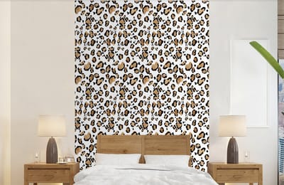 Behang - Fotobehang Panterprint - Bruin - Patronen - Breedte 140 cm x hoogte 220 cm