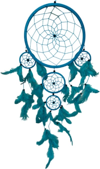 Dromenvanger - 22 cm - turquoise - alleen veren - Dreamcatcher
