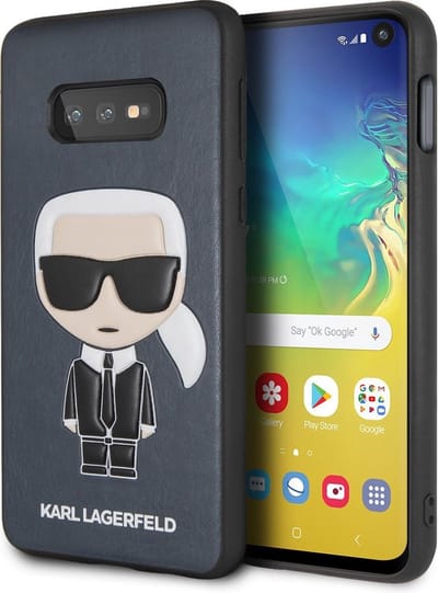 Blauw hoesje van Karl Lagerfeld - Backcover - Ikonik - Leer en TPU - Galaxy S10e - Full Body