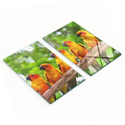 Set van twee decoratieve glazen snijplanken in de vorm van een papegaaitak, 2x30x52 cm
