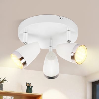NETTLIFE Opbouwspot LED - 3-Lichts - wit - L 19cm - Vintage Plafondlamp - draaibar 350° Plafondspot - voor Keuken | Hal | Woonkamer - 12W