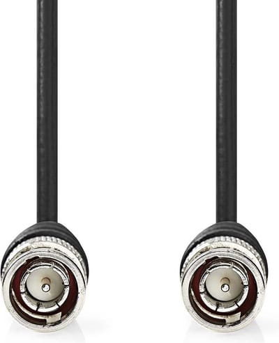 Nedis BNC-Videokabel - BNC Male - BNC Male - Vernikkeld - 75 Ohm - 1.00 m - Rond - PVC - Zwart - Label