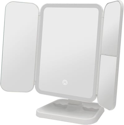 Opvouwbare LED Make-upspiegel met Drievoudige Vergroting en Instelbare Verlichting