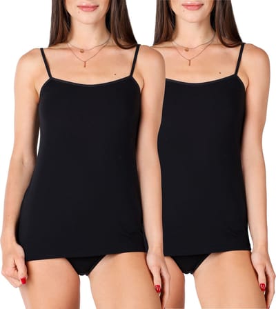 Bellivalini Dames Onderhemd - Ronde hals - Katoen - BLV-BLV50-220-UW - 2Pack-Zwart - 3XL