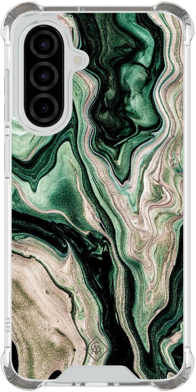 Casimoda® hoesje - Geschikt voor Samsung Galaxy A36 - Groen marmer / Marble - Shockproof case - Extra sterk - TPU/polycarbonaat - Groen, Transparant